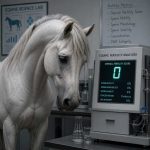 Fertility Decline in Breeding Stallions - depressed stallion reviewing results in the lab (humor image)