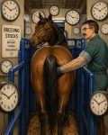 Protocol for frozen semen insemination - mare in stocks