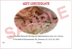 Equine reproduction shortcourse tuition Gift Certificate